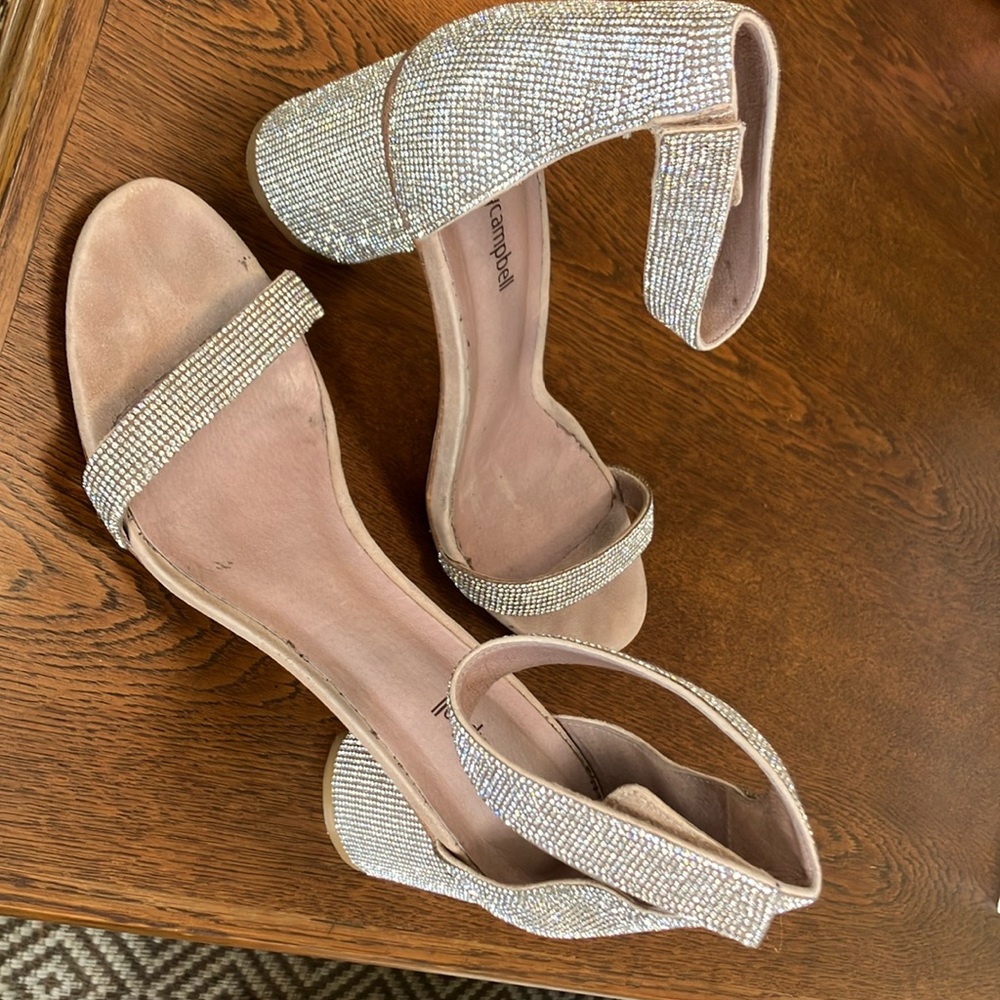 Jeffrey Campbell “Laura” Crystal embellished Ankle sandals,Wedding cocktails 9.5